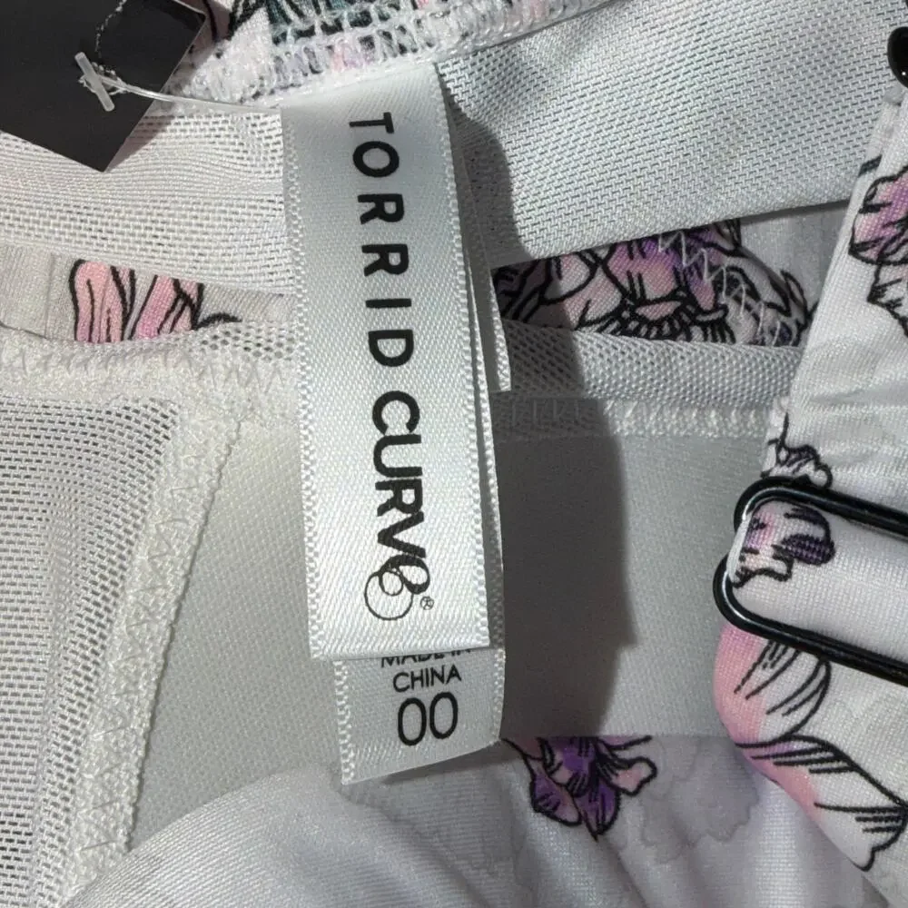 Torrid Curve Bralette And High Waist Panty Set Size 00 M Purple Floral New